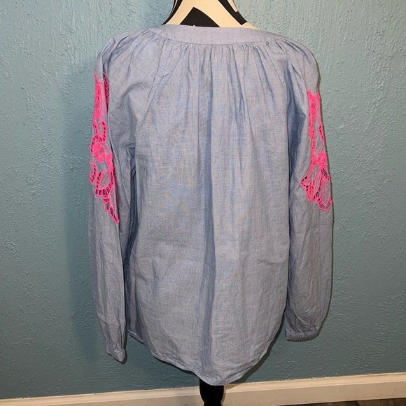 Amabella Embroidered Top in Bluebelle Chambray - Picture 2 of 7